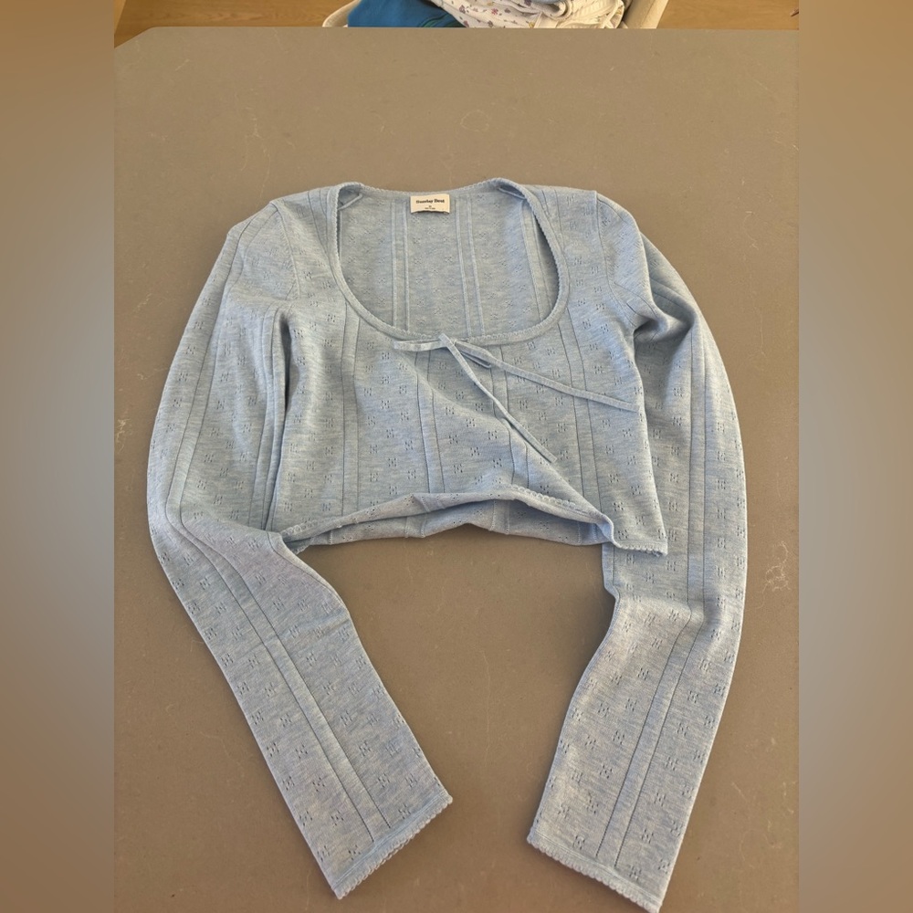 Aritzia Sunday best Light Blue Long Sleeve Crop Top